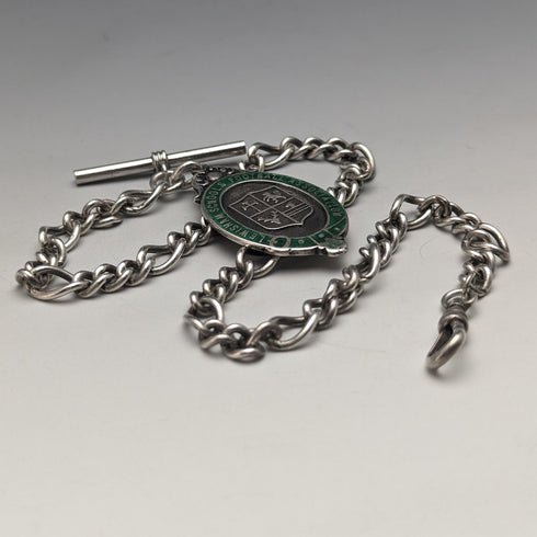 英國復古純銀阿爾伯特鏈 36 克純銀獎章鏈扣