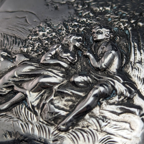 20世紀初頭 ドイツアンティーク 800シルバー 浮き彫り装飾 スクエアボックス 94g