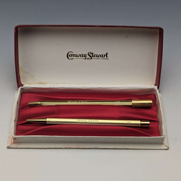British vintage Conway Stewart pencil and ballpoint pen set in case