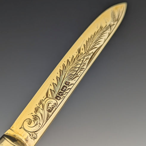 1888年 英国アンティーク 白蝶貝ハンドル 純銀ブレード 折りたたみペンナイフ ケース入