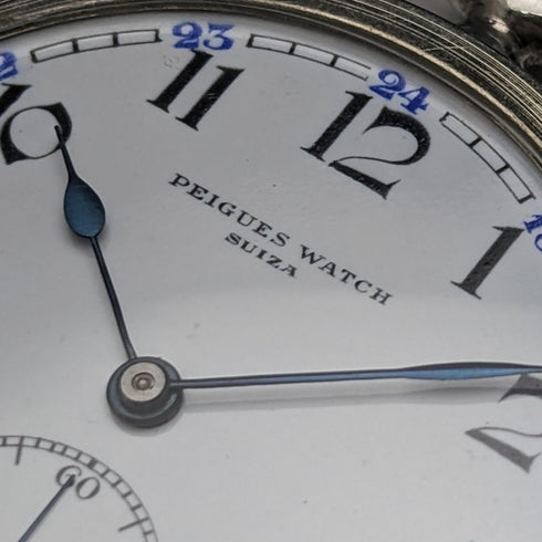 ヴィンテージ スイス PEIGUES 懐中時計 アールデコ コイン型ケース 動作良好