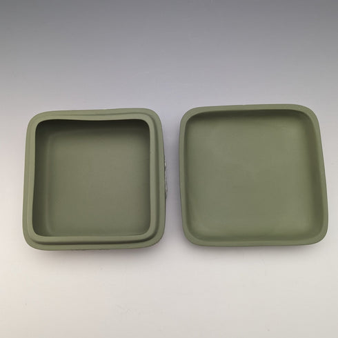 英國復古 Wedgwood Jasperware 方盒配件盒綠色