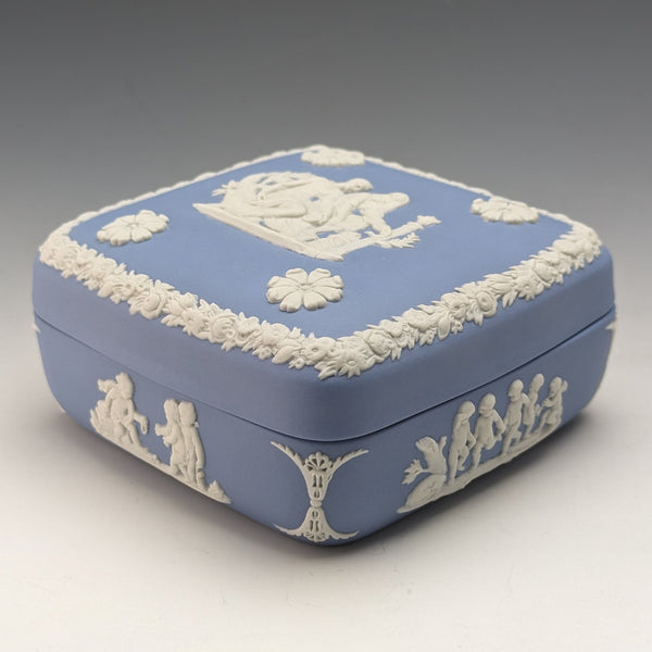 British Vintage Wedgwood Jasperware Square Case Small Case Pale Blue