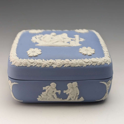 British Vintage Wedgwood Jasperware Square Case Small Case Pale Blue