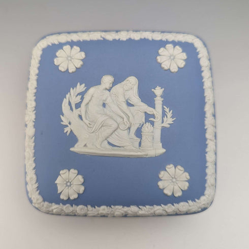 British Vintage Wedgwood Jasperware Square Case Small Case Pale Blue