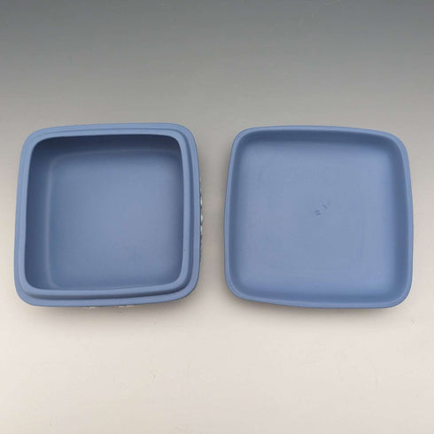 British Vintage Wedgwood Jasperware Square Case Small Case Pale Blue