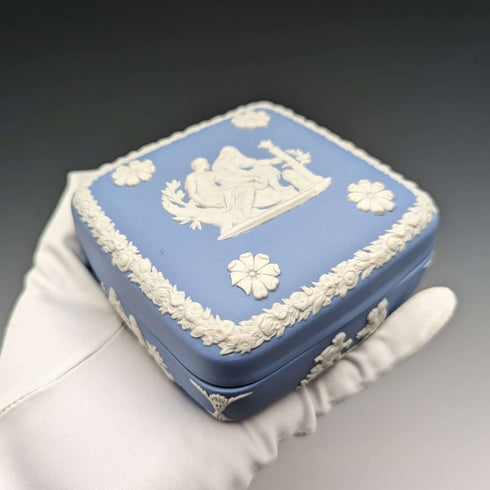 British Vintage Wedgwood Jasperware Square Case Small Case Pale Blue