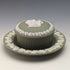 British Vintage Wedgwood Jasperware Round Box and Saucer Green