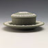 British Vintage Wedgwood Jasperware Round Box and Saucer Green