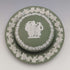 British Vintage Wedgwood Jasperware Round Box and Saucer Green