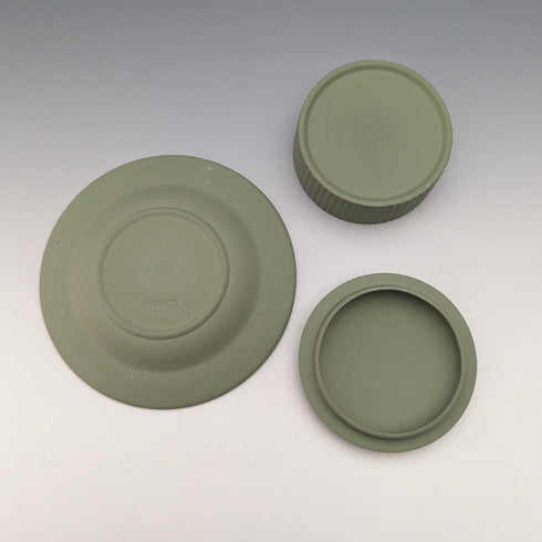 英國復古韋奇伍德碧玉圓盒和茶碟綠色