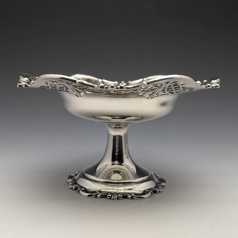 1910 British Antique Sterling Silver Compote Pair Diameter 14cm Total 328g Mappin & Webb