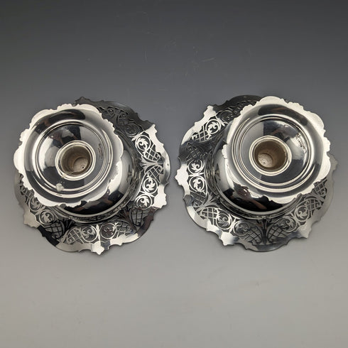 1910 British Antique Sterling Silver Compote Pair Diameter 14cm Total 328g Mappin & Webb