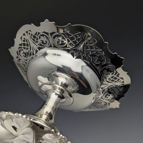 1910 British Antique Sterling Silver Compote Pair Diameter 14cm Total 328g Mappin & Webb