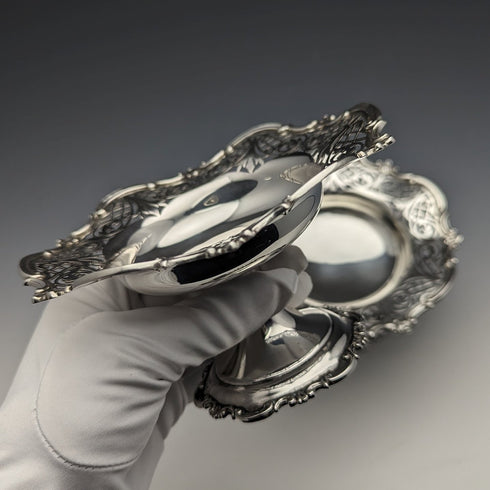 1910 British Antique Sterling Silver Compote Pair Diameter 14cm Total 328g Mappin & Webb