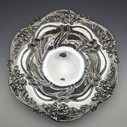 1898 年左右美國古董純銀碗直徑 30 厘米 517 克 Meriden Britannia