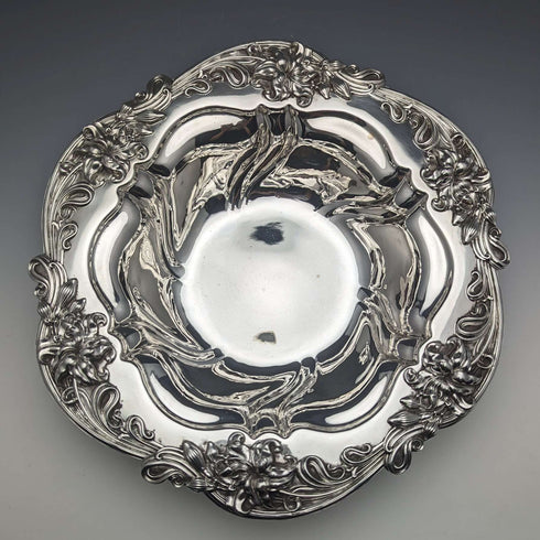 1898 年左右美國古董純銀碗直徑 30 厘米 517 克 Meriden Britannia