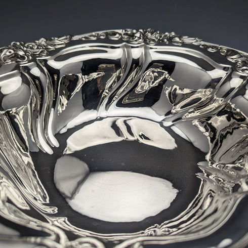 1898 年左右美國古董純銀碗直徑 30 厘米 517 克 Meriden Britannia