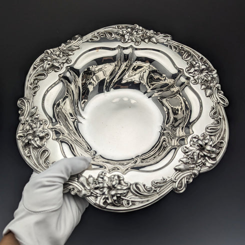 1898 年左右美國古董純銀碗直徑 30 厘米 517 克 Meriden Britannia