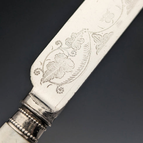 1899年頃 英国アンティーク 白蝶貝ハンドル カトラリー 6ペアセット 箱入り Mappin & Webb