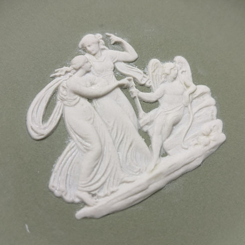 英國復古韋奇伍德碧玉圓盒和茶碟綠色