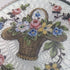 circa 1920 French antique 800 silver rouge box with flower basket guilloche enamel decoration