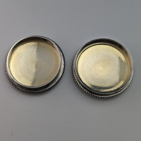 1920年頃 フレンチアンティーク 800シルバー製 ルージュボックス 花かごギョーシェエナメル装飾