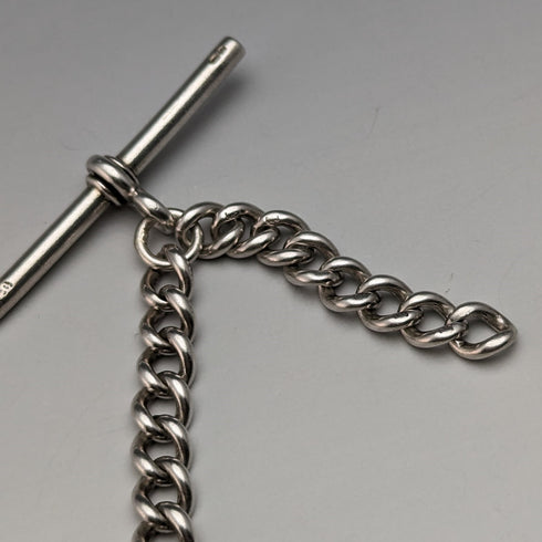 1900 年左右英國古董純銀阿爾伯特鏈超厚 56 克無鑰匙扣