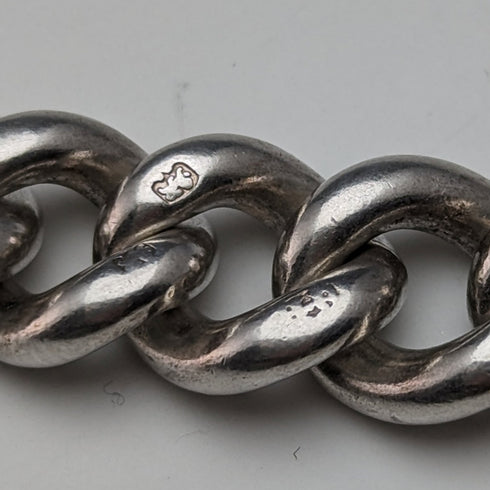 1900 年左右英國古董純銀阿爾伯特鏈超厚 56 克無鑰匙扣