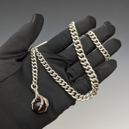 1907 年左右英國古董純銀阿爾伯特鏈 50 克烏鴉和碗飾扣