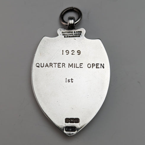 1928 年英國復古純銀盾牌鑰匙扣,裝在 Fattorini & Sons 盒中