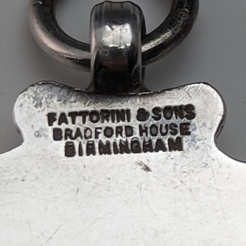 1928 年英國復古純銀盾牌鑰匙扣,裝在 Fattorini & Sons 盒中