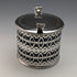 1910 British Antique Pure Silver & Bluegrass Mustard Pot & Spoon Vander & Hedges