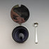 1910 British Antique Pure Silver & Bluegrass Mustard Pot & Spoon Vander & Hedges