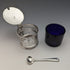 1910 British Antique Pure Silver & Bluegrass Mustard Pot & Spoon Vander & Hedges