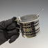 1910 British Antique Pure Silver & Bluegrass Mustard Pot & Spoon Vander & Hedges