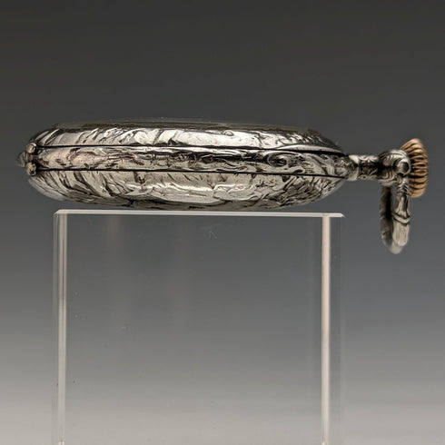 Around 1911 Antique Longines pocket watch Relief engraving Silver side open face Works well