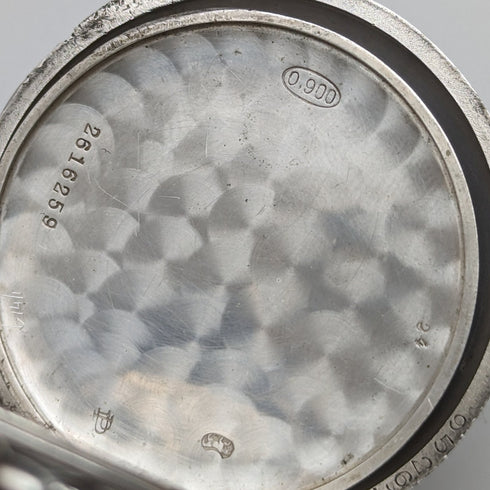 Around 1911 Antique Longines pocket watch Relief engraving Silver side open face Works well