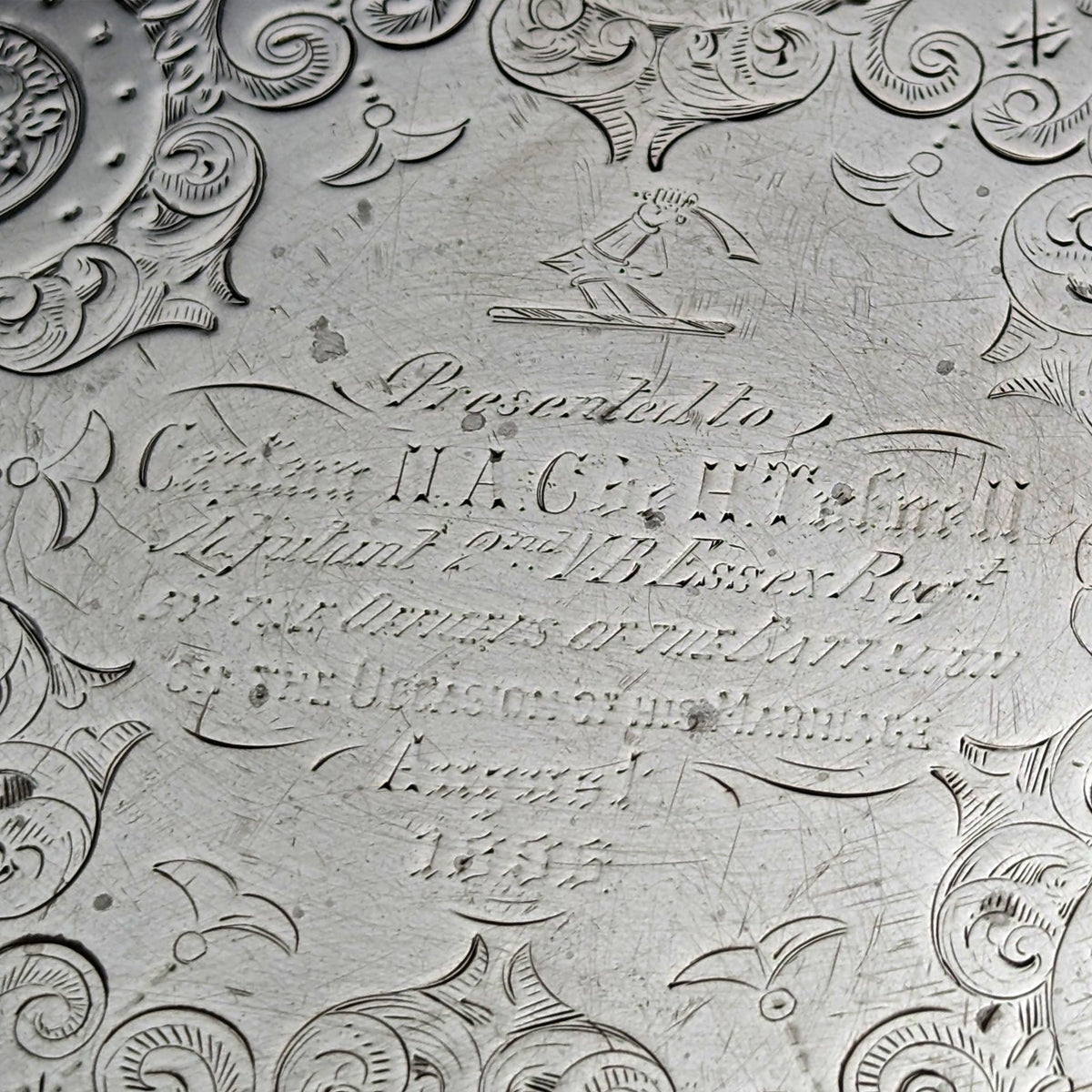 1895年 英国アンティーク 純銀製サルヴァ 直径22cm 363g CHARLES BOYTON