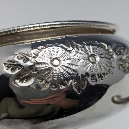 1900 年左右英國古董銀盤鹽盤和勺子一對(帶盒)