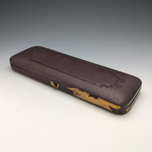 英国アンティーク 白蝶貝、シルバープレート製 クリスニングサービングカトラリー ケース入