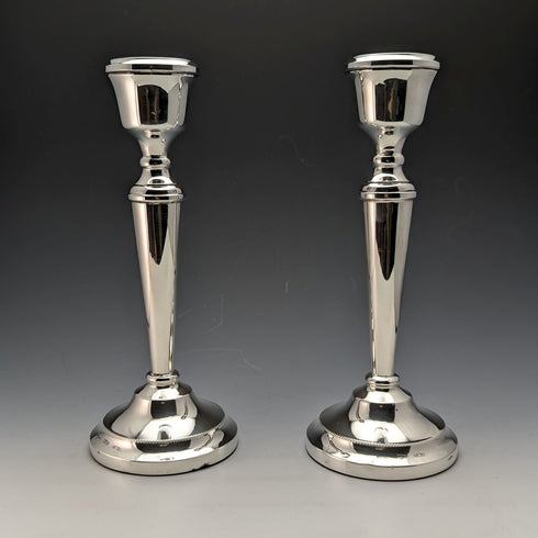 1984 British Vintage Sterling Silver Candle Stand Candelabra Pair Mappin & Webb