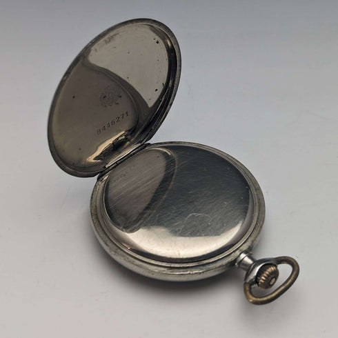 Around 1920 Antique Omega pocket watch silver plated open face with translation