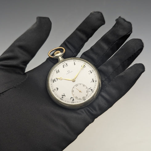 1920年頃 アンティーク オメガ 懐中時計 シルバープレート オープンフェース 訳あり