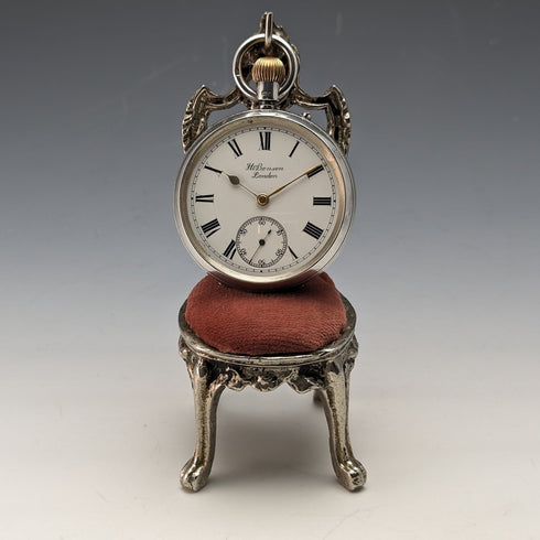 1920年代 真鍮製 椅子型 懐中時計ホルダー レッドシート