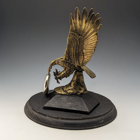 アンティーク 真鍮製 白頭鷲 懐中時計ホルダ 木製ベース