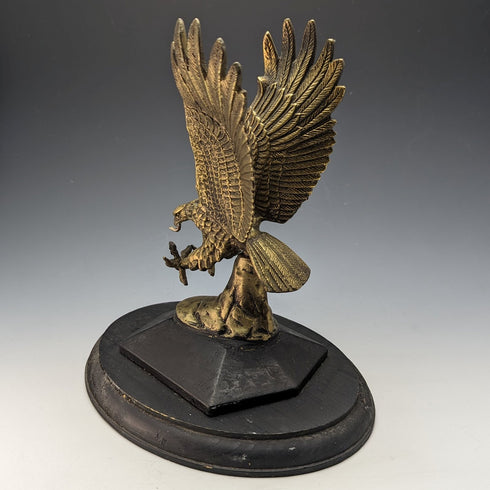 アンティーク 真鍮製 白頭鷲 懐中時計ホルダ 木製ベース