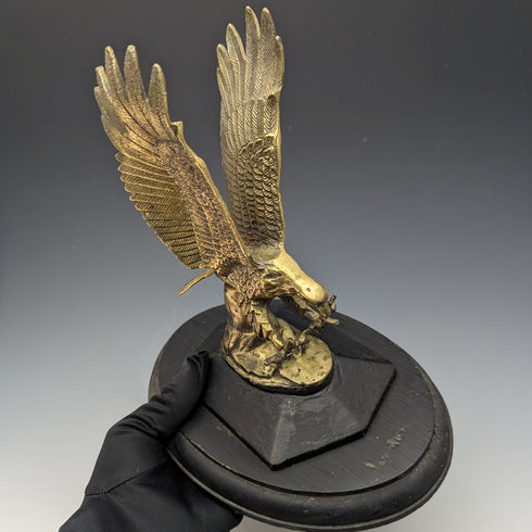 アンティーク 真鍮製 白頭鷲 懐中時計ホルダ 木製ベース