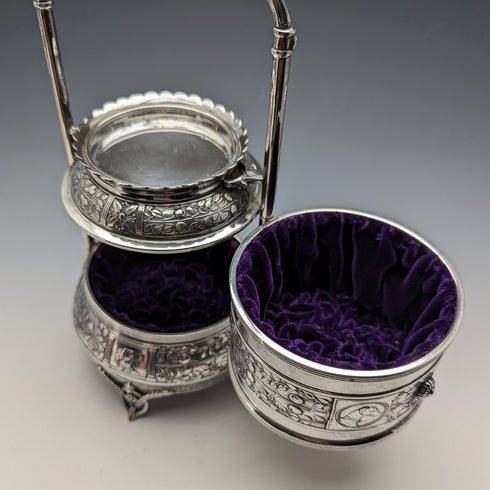 アンティーク シルバープレート 懐中時計ホルダー&ジュエリーボックス Reed&Barton