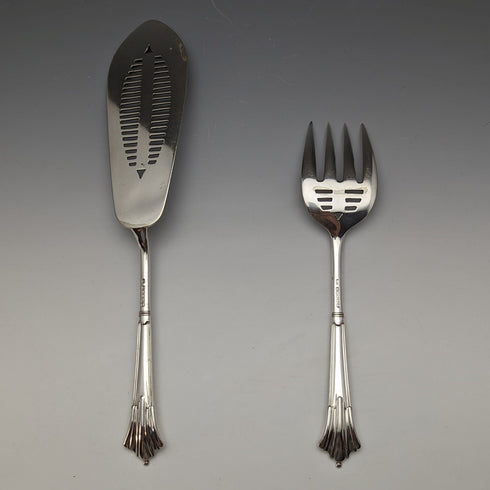 Late 19th century British antique silver plate server set GOLDSMITHS & SILVERSMITHS